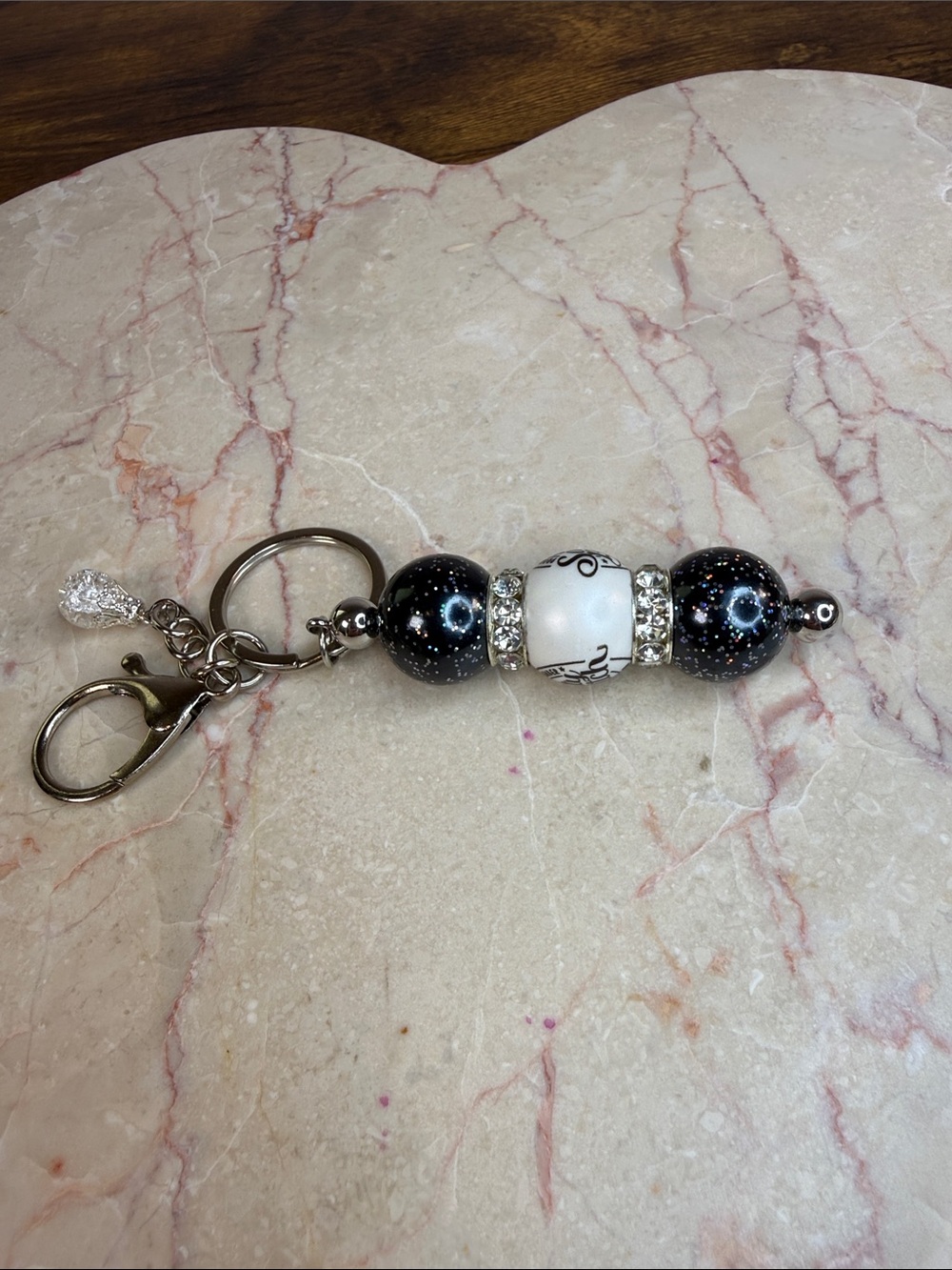 Black Bead Keychain Charm